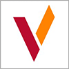 A red and orange tick-shaped logo on a white background with a grey border.