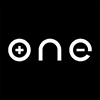 The word one on a black background, with the o as a plus sign and the e as a minus sign.