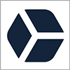 A dark blue hexagon with two white lines inside forming a Y shape, set against a white background.