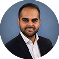 Kush Patel Application Engineer at Henkel in front of a plain blue circular background