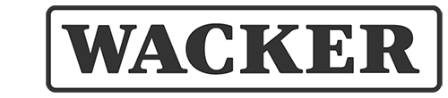 The word WACKER in bold, black, capital letters inside a rectangular border on a white background, highlighting battery tech.