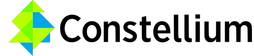 Constellium logo with a geometric green and blue symbol, to the left of bold black text.